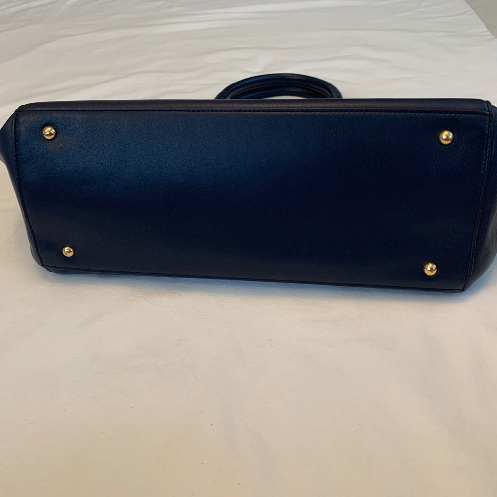 Ralph Lauren Navy Leather Satchel with Gold Hardware - Picture 4 of 16
